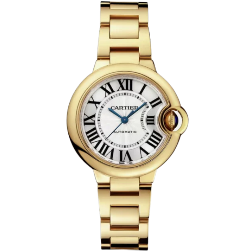BALLON BLEU DE CARTIER 33 MM YELLOW GOLD WITH SILVER GUILLOCHE DIAL - Cartier