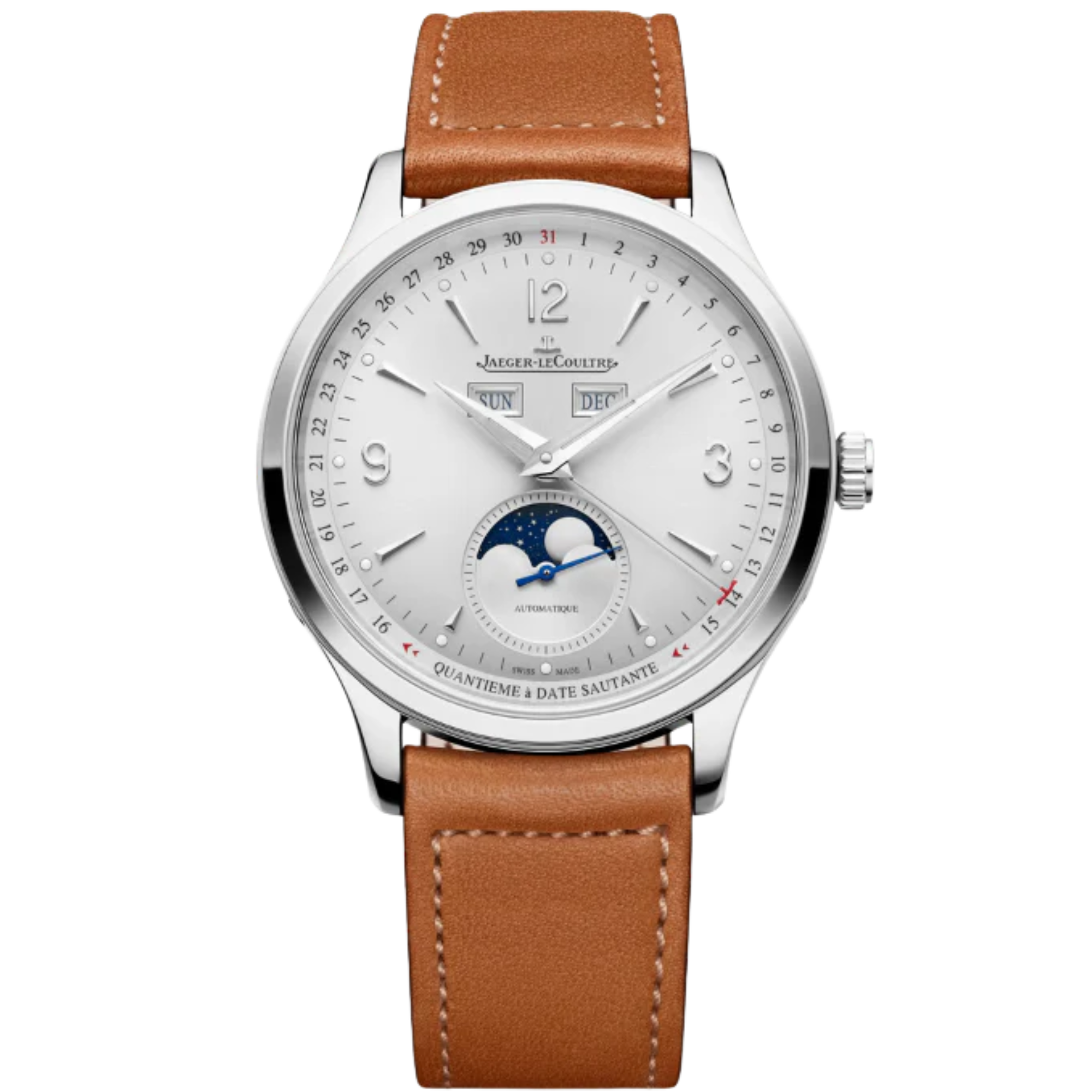MASTER CONTROL CALENDAR 40 MM STAINLESS STEEL WITH SILVER GREY, SUNRAY BRUSHED DIAL - Jaeger-LeCoultre