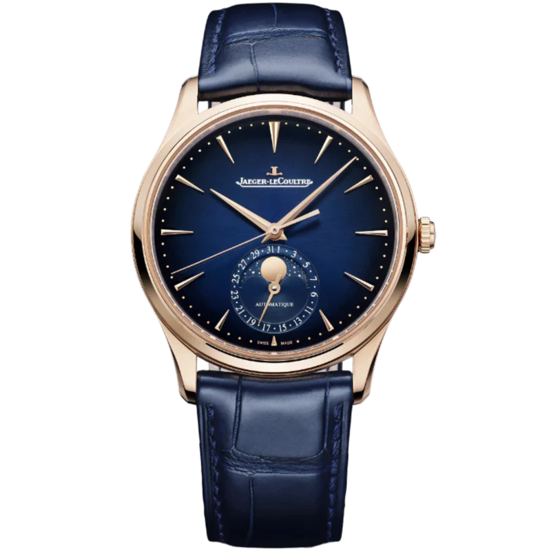 MASTER ULTRA THIN MOON 39 MM 18K ROSE GOLD WITH BLUE SUNRAY BRUSHED DIAL - Jaeger-LeCoultre