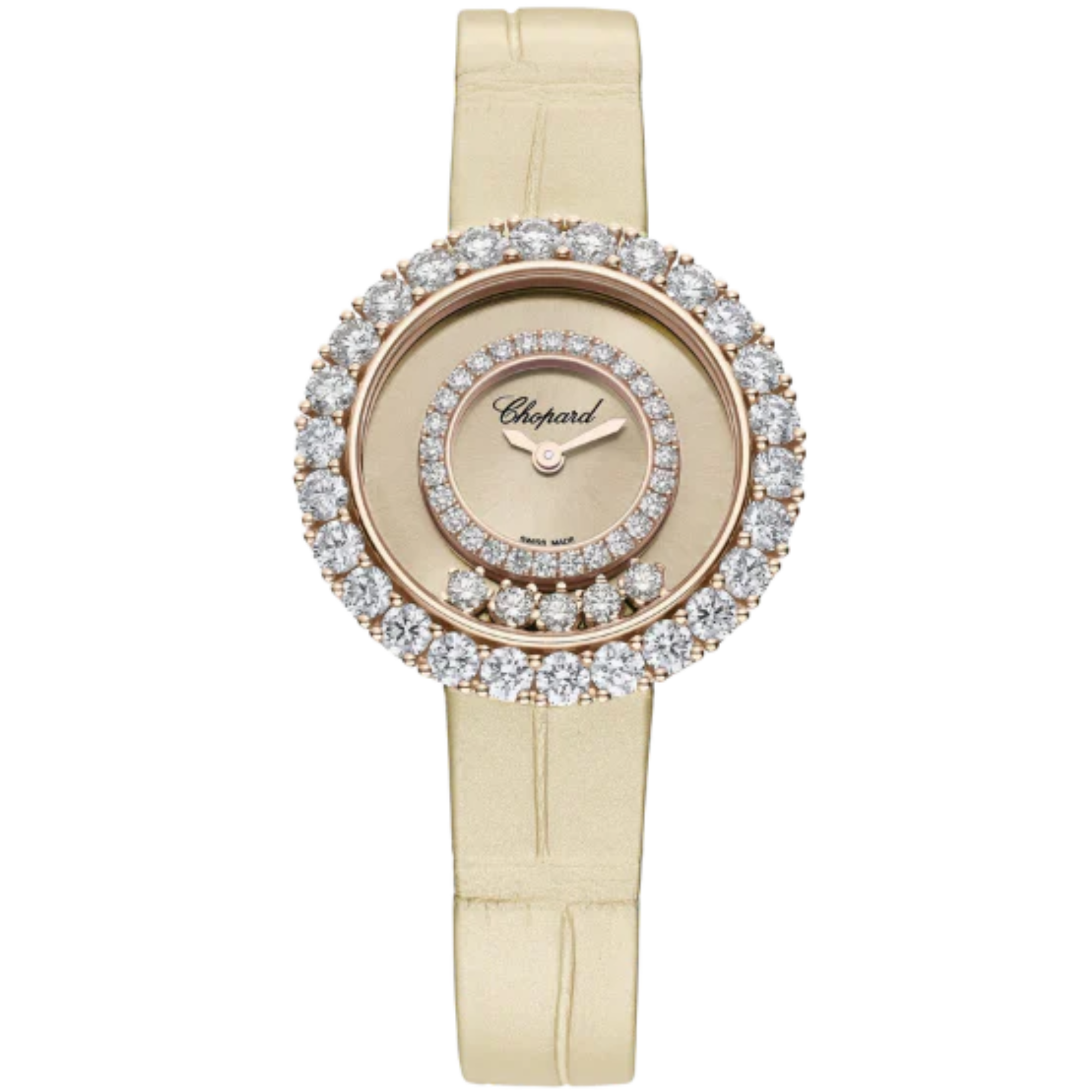 HAPPY DIAMONDS JOAILLERIE 29 MM ETHICAL ROSE GOLD WITH YELLOW DIAL - Chopard