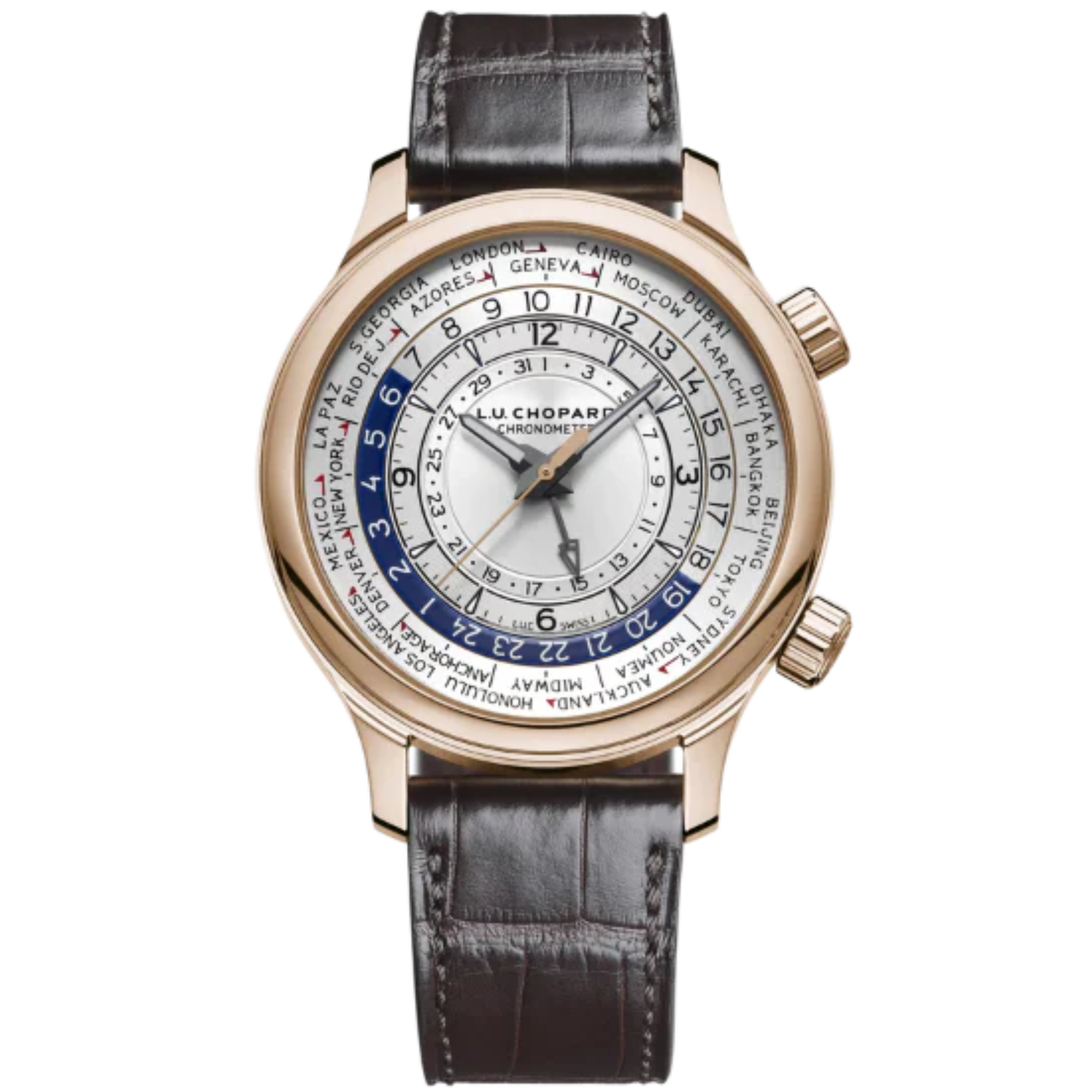 L.U.C TIME TRAVELER ONE 42 MM ETHICAL ROSE GOLD WITH SILVER DIAL - Chopard
