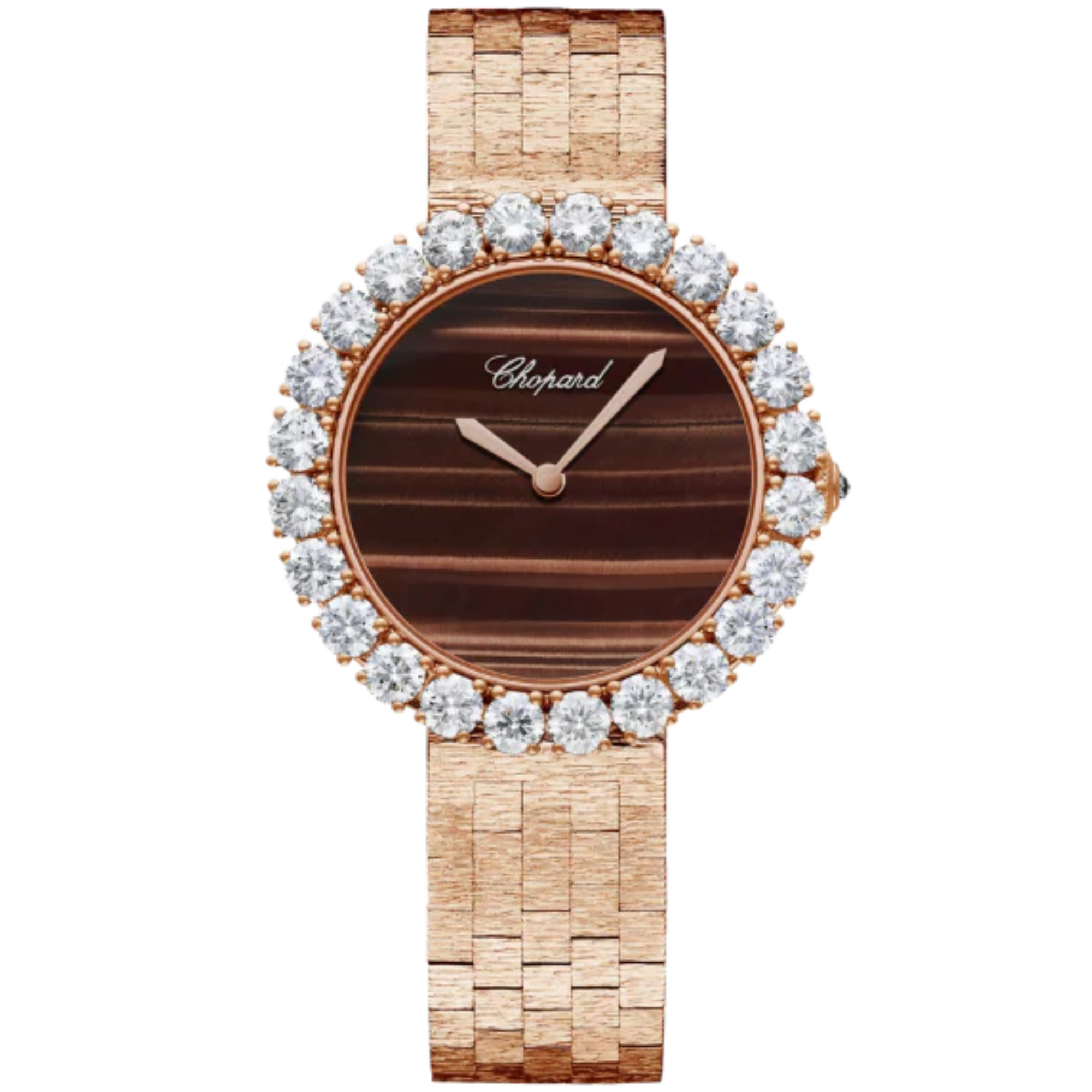L'HEURE DU DIAMANT ROUND 36 MM ETHICAL ROSE GOLD WITH TIGER'S EYE DIAL - Chopard