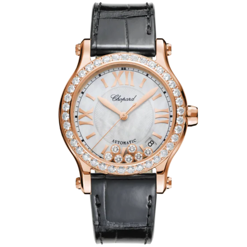 HAPPY SPORT 36 MM ETHICAL ROSE GOLD WITH MOTHER OF PEARL DIAL - Chopard