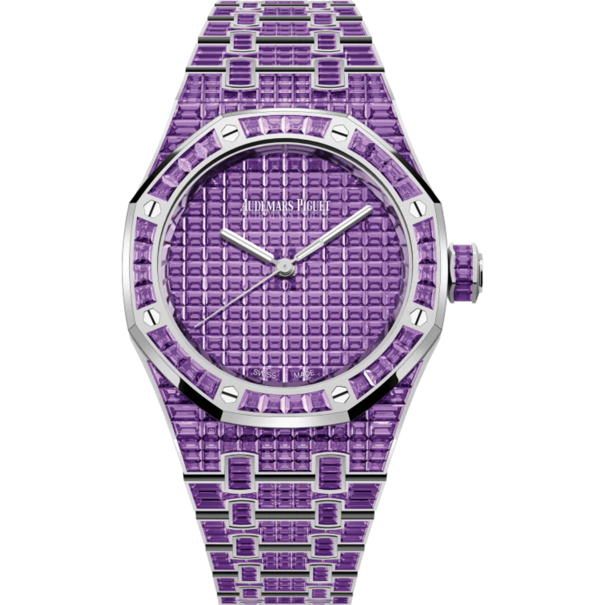 Royal Oak Selfwinding Amethyst 50th Anniversary 37MM 18-Carat White Gold Bracelet 18-Carat White Gold Dial 18-Carat White Gold Case Set With Baguette-Cut Amethysts - Audemars Piguet