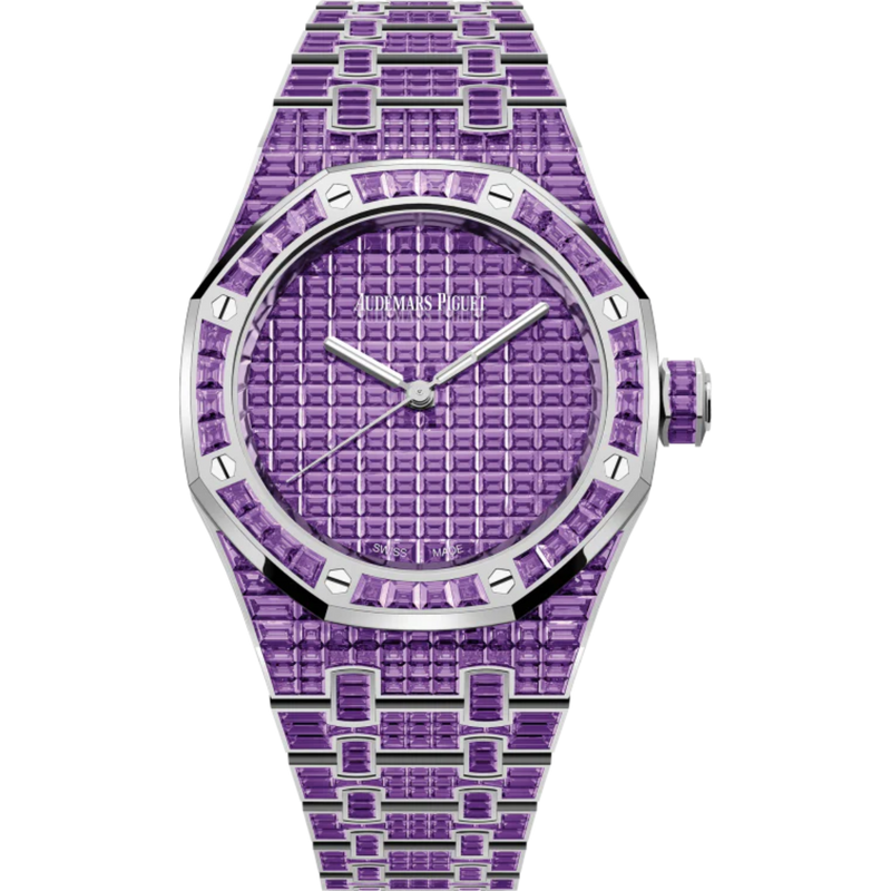 Royal Oak Selfwinding Amethyst 50th Anniversary 37MM 18-Carat White Gold Bracelet 18-Carat White Gold Dial 18-Carat White Gold Case Set With Baguette-Cut Amethysts - Audemars Piguet