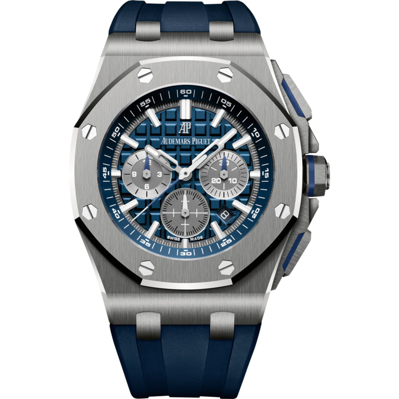 Royal Oak Offshore Selfwinding Chronograph 42MM Blue Rubber Strap Blue Dial With Méga Tapisserie Pattern Titanium Case and Bezel - Audemars Piguet