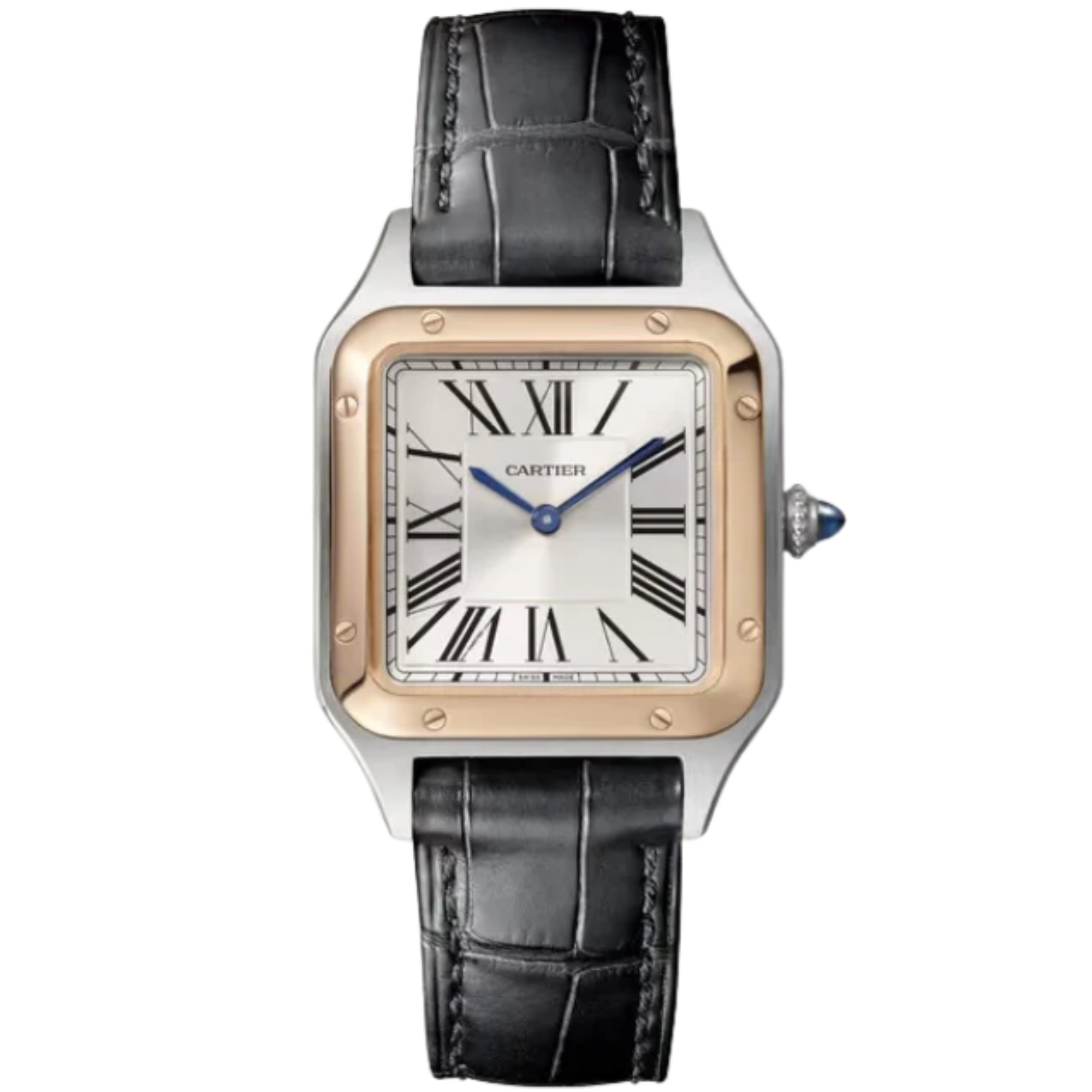 SANTOS 38 MM DUMONT SILVER STAINLESS STEEL & 18K ROSE GOLD - Cartier