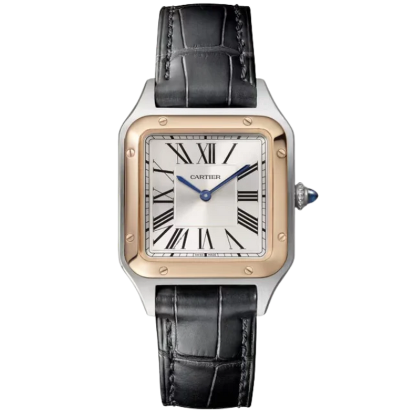 SANTOS 38 MM DUMONT SILVER STAINLESS STEEL & 18K ROSE GOLD - Cartier