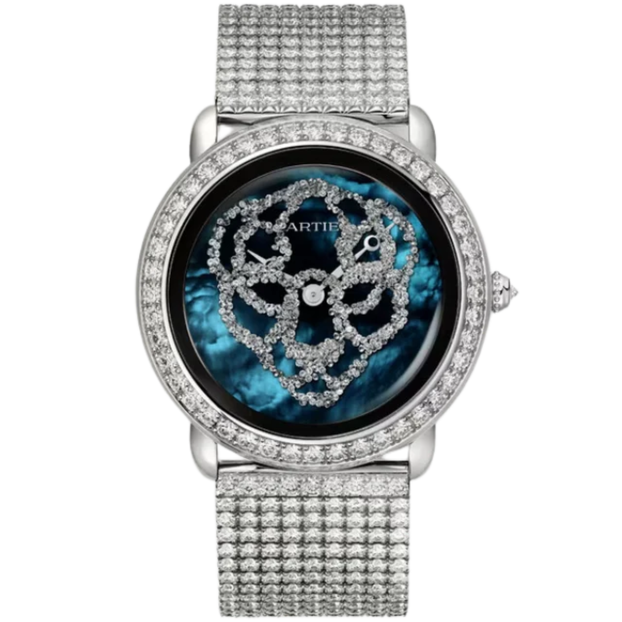 REVELATION D'UNE PANTHERE 37 MM RHODIUMIZED WHITE GOLD WITH BLUE MOTHER OF PEARL DIAL - Cartier