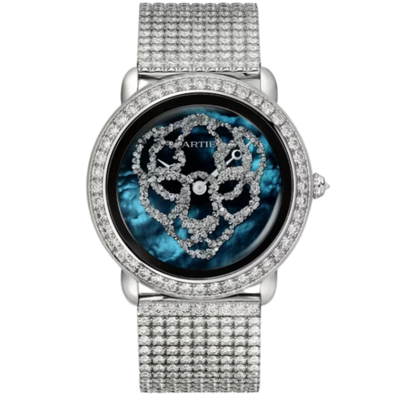 REVELATION D'UNE PANTHERE 37 MM RHODIUMIZED WHITE GOLD WITH BLUE MOTHER OF PEARL DIAL - Cartier