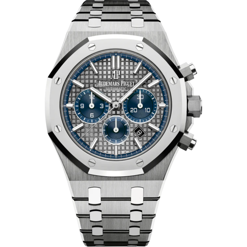Royal Oak Chronograph 41MM Titanium Bracelet Slate Grey Dial With Grande Tapisserie Pattern Titanium Case Polished 950 Platinum Bezel - Audemars Piguet