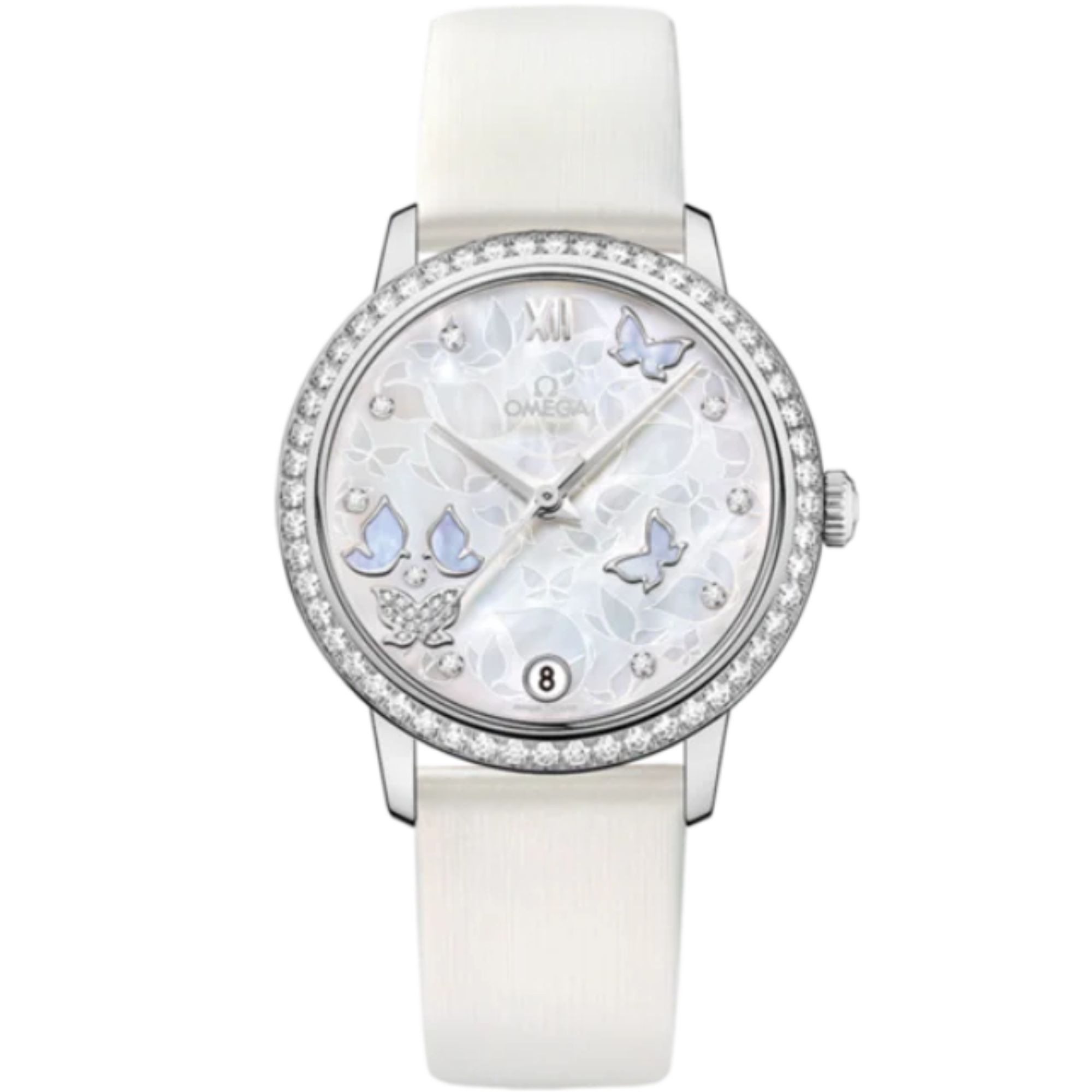 DE VILLE PRESTIGE BUTTERFLY 33 MM WHITE GOLD WITH MOTHER OF PEARL DIAL - Omega