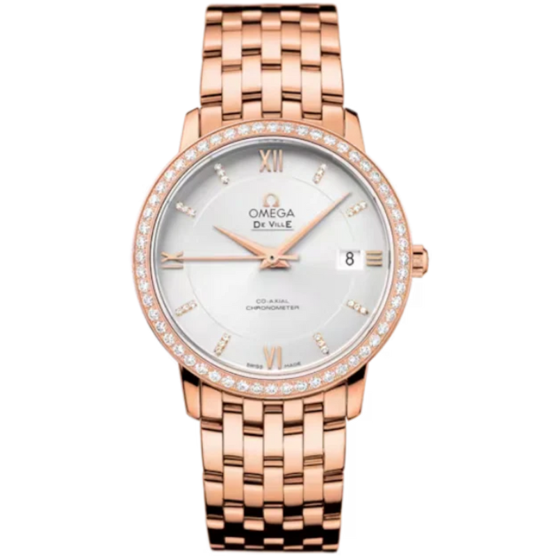 DE VILLE PRESTIGE 37 MM RED GOLD WITH SILVER DIAL - Omega