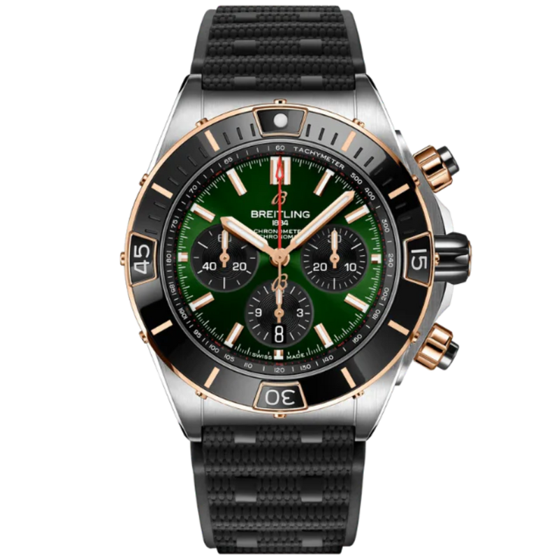 SUPER CHRONOMAT B01 44 MM STAINLESS STEEL & 18K ROSE GOLD WITH GREEN DIAL - Breitling