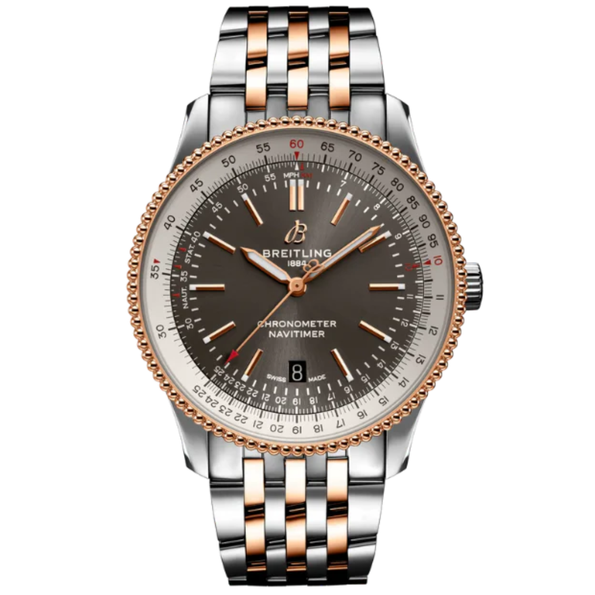 NAVITIMER AUTOMATIC 41 MM STAINLESS STEEL & 18K ROSE GOLD WITH ANTHRACITE GRAY DIAL - Breitling