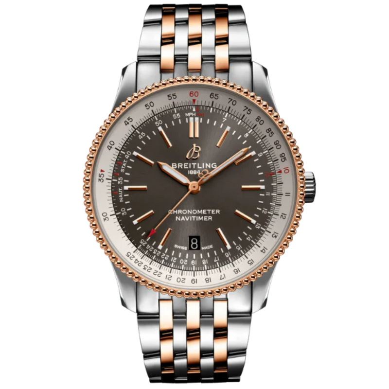 NAVITIMER AUTOMATIC 41 MM STAINLESS STEEL & 18K ROSE GOLD WITH ANTHRACITE GRAY DIAL - Breitling