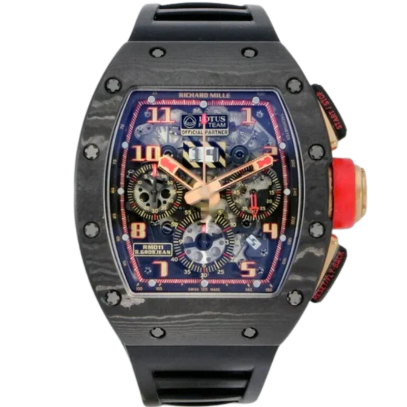 RM 011 Lotus F1 Team Romain Grosjean 50 Carbon BP Rubber Strap NTPT Carbon Case - Richard Mille