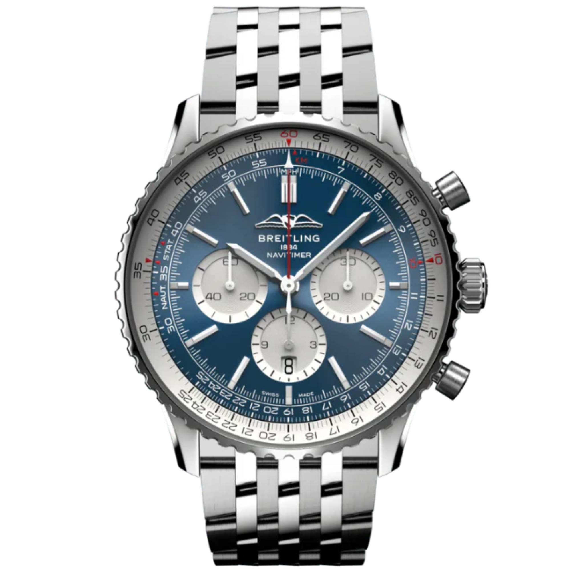 NAVITIMER B01 CHRONOGRAPH 46 MM STAINLESS STEEL WITH BLUE DIAL - Breitling