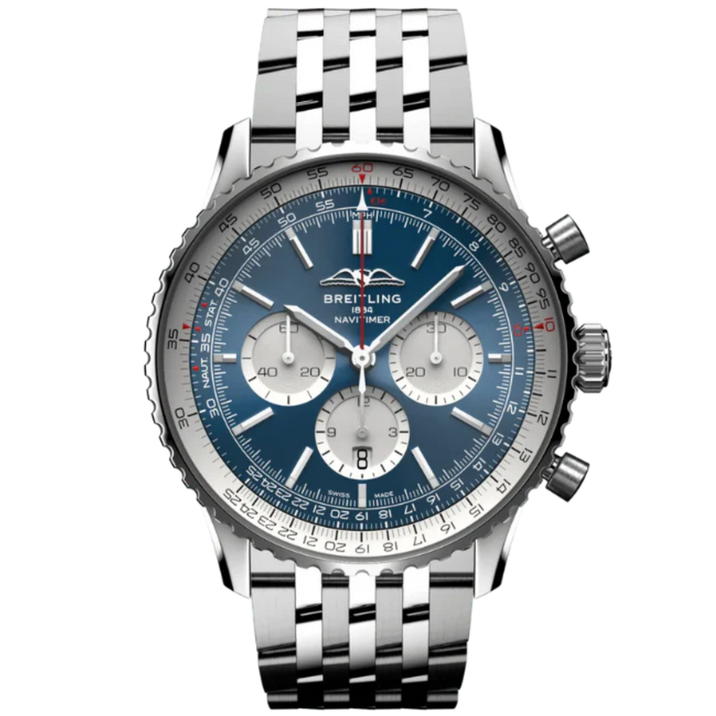 NAVITIMER B01 CHRONOGRAPH 46 MM STAINLESS STEEL WITH BLUE DIAL - Breitling