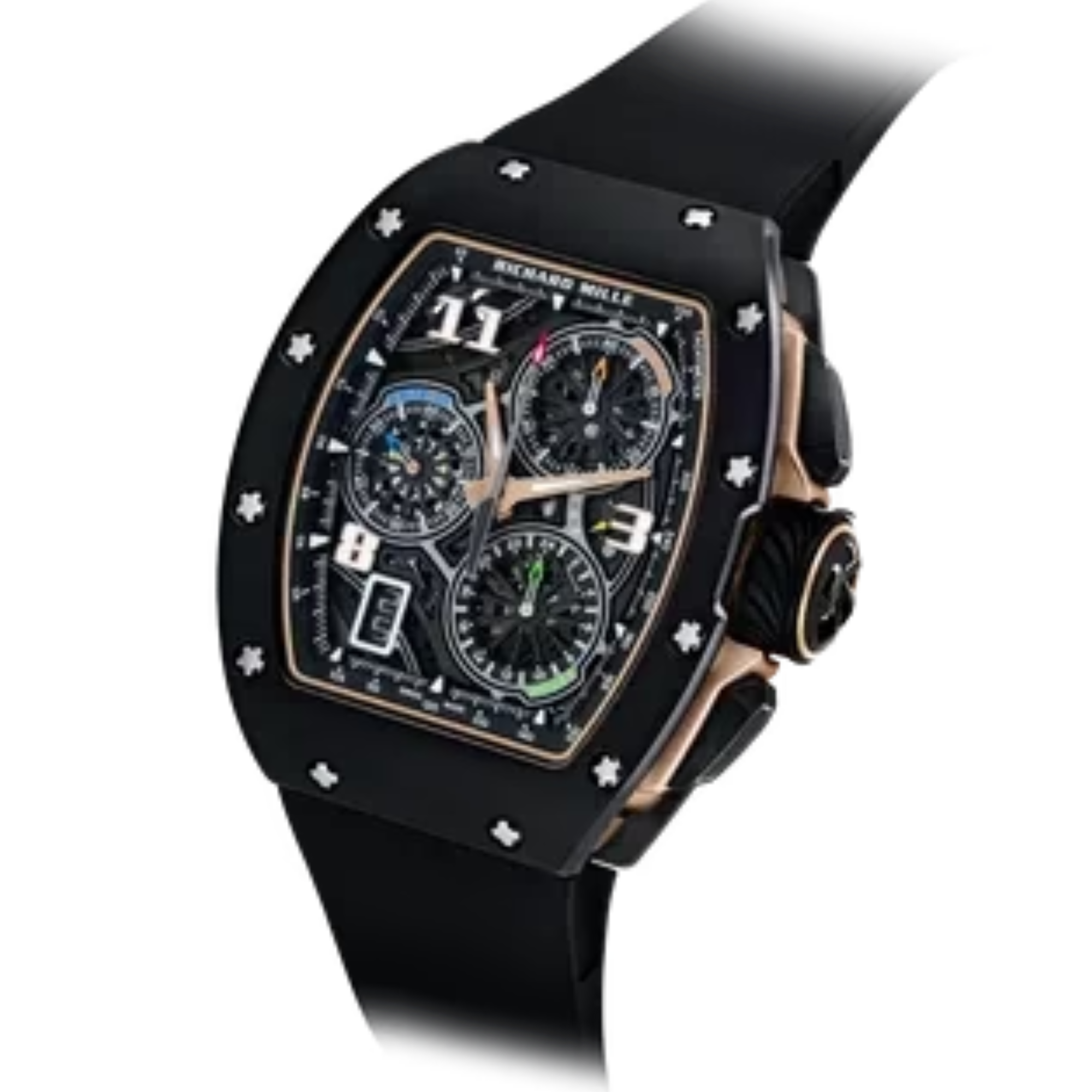 RM 72-01 Automatic Winding Lifestyle Flyback Chronograph Black Rubber Strap Black Ceramic & Rose Gold Case - Richard Mille