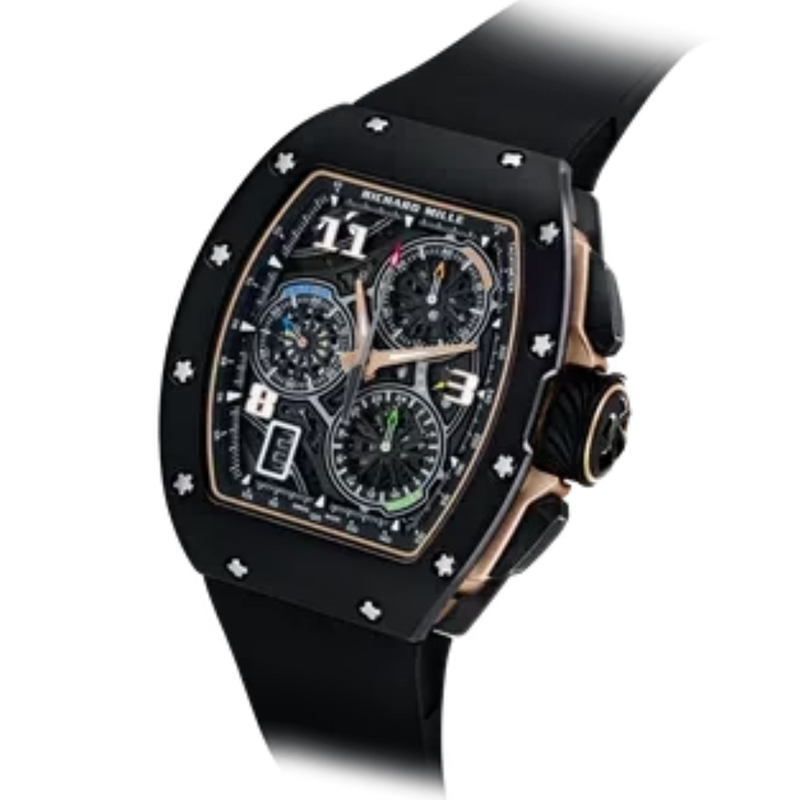 RM 72-01 Automatic Winding Lifestyle Flyback Chronograph Black Rubber Strap Black Ceramic & Rose Gold Case - Richard Mille