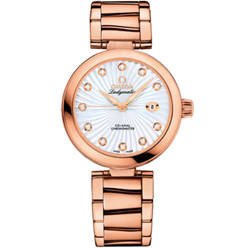 DE VILLE LADYMATIC 34 MM RED GOLD WITH MOTHER OF PEARL DIAL - Omega