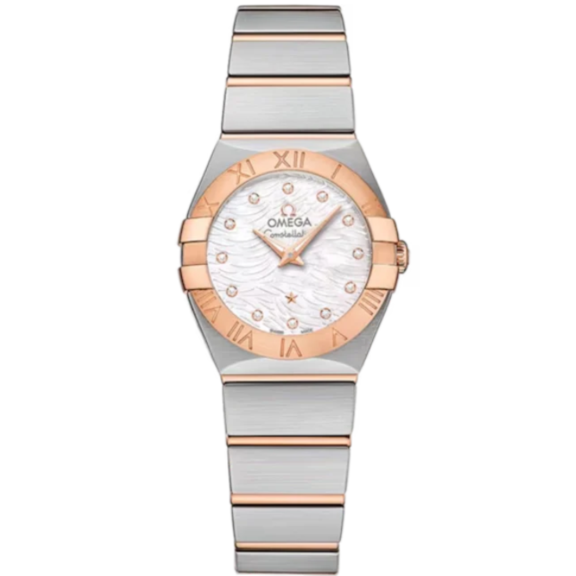 CONSTELLATION 24 MM STAINLESS STEEL - RED GOLD WITH MOTHER OF PEARL DIAL - Omega