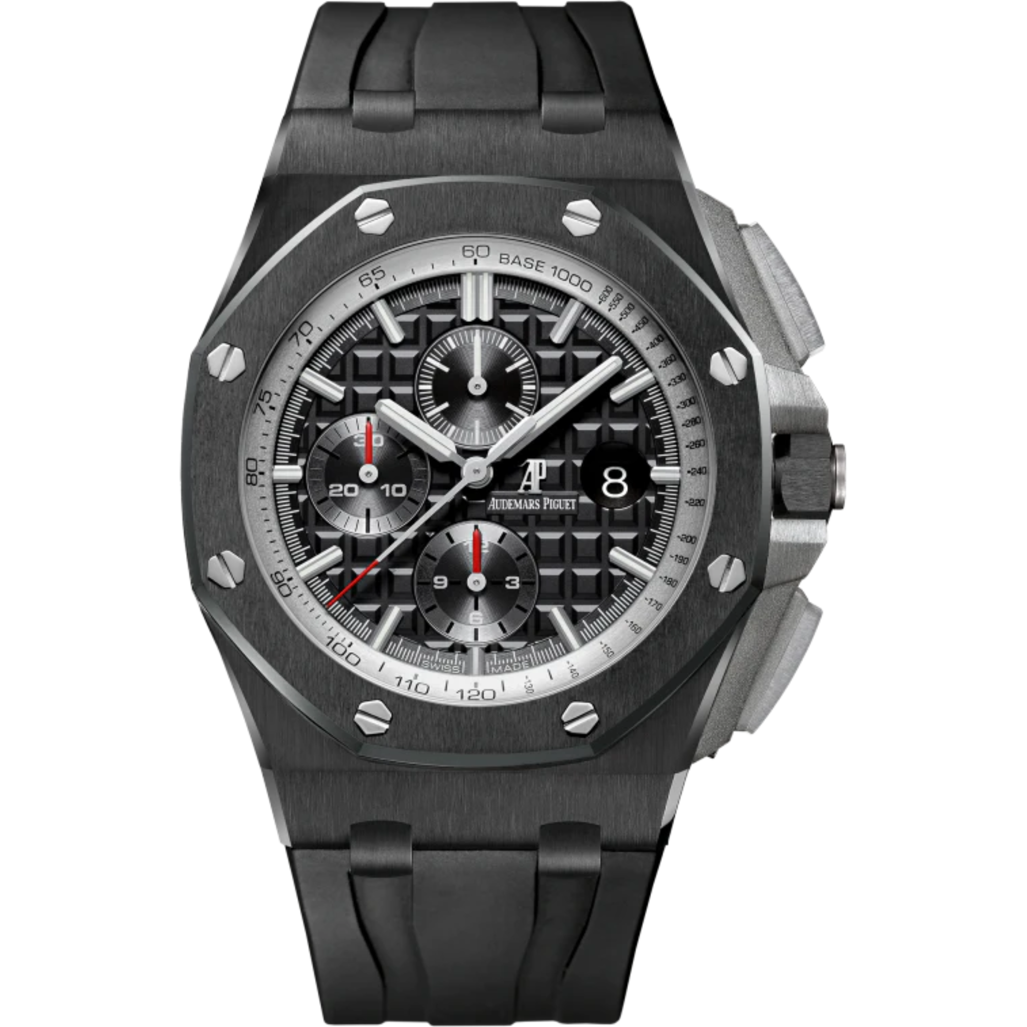 Royal Oak Offshore Chronograph 44MM Black Rubber Strap Anthracite Dial With Méga Tapisserie Pattern Black Ceramic Case and Bezel - Audemars Piguet