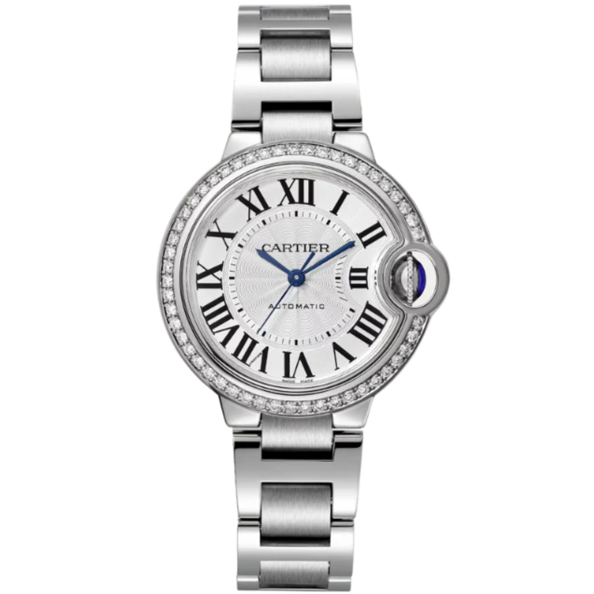 BALLON BLEU DE CARTIER 33 MM STAINLESS STEEL WITH SILVER GUILLOCHE DIAL - Cartier
