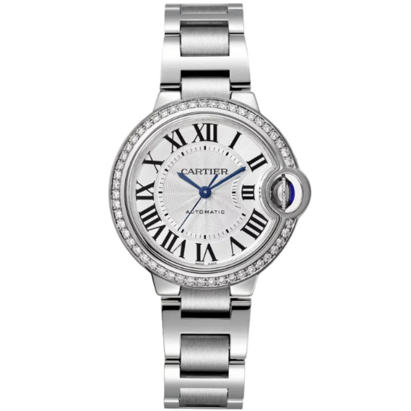 BALLON BLEU DE CARTIER 33 MM STAINLESS STEEL WITH SILVER GUILLOCHE DIAL - Cartier