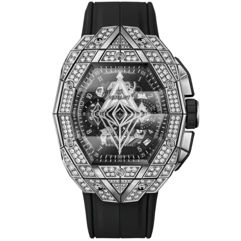 SPIRIT OF BIG BANG 42 MM SANG BLEU TITANIUM PAVÉ - Hublot