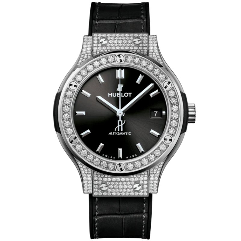 CLASSIC FUSION 3-HANDS 38MM TITANIUM PAVÉ - Hublot