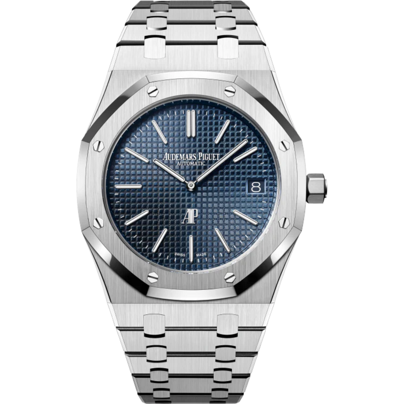 Royal Oak Jumbo Extra-Thin 39MM Stainless Steel Bracelet Blue Dial With Petite Tapisserie Pattern Stainless Steel Case - Audemars Piguet