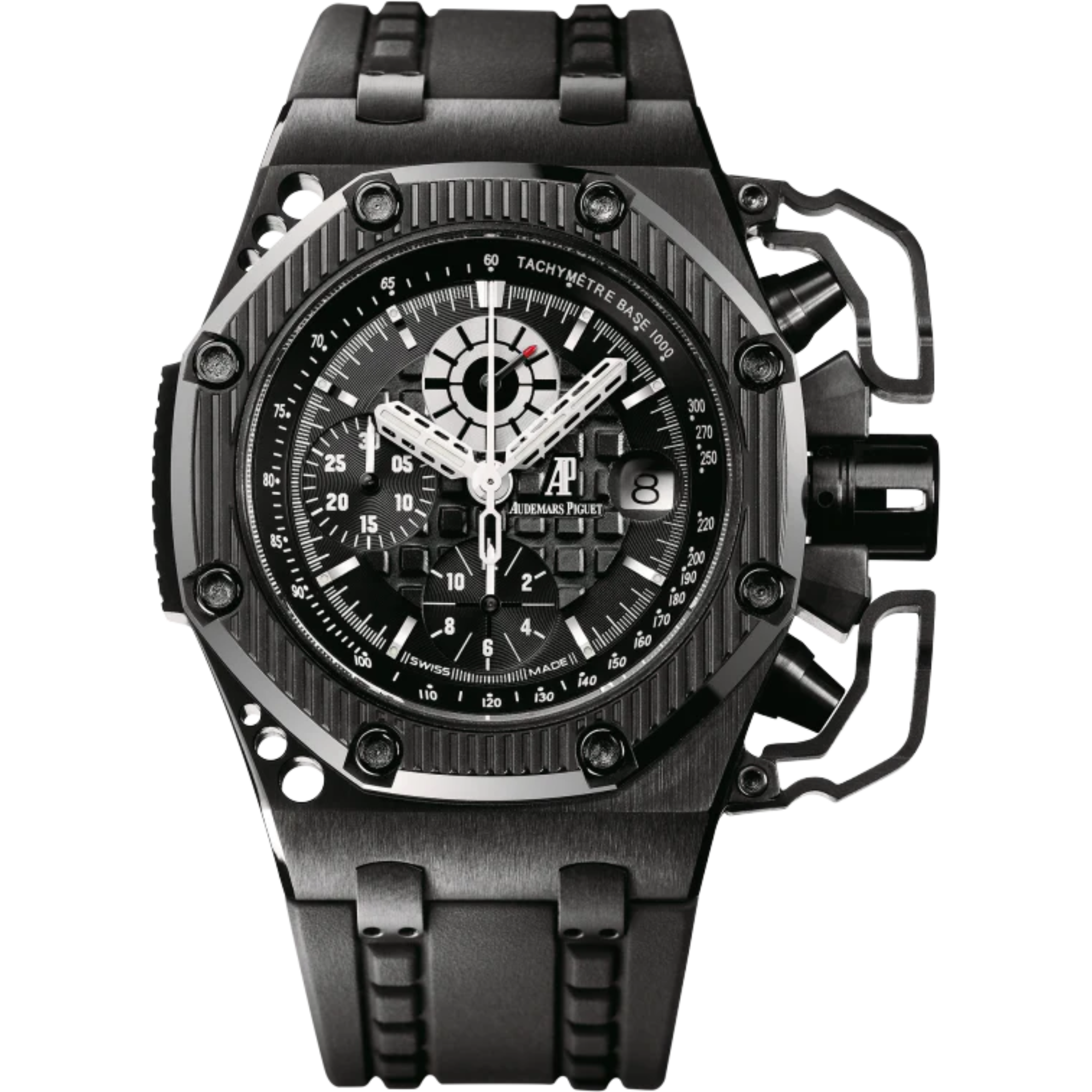 Royal Oak Offshore Survivor Chronograph 42MM Vulcanized Black Rubber Strap Black Dial With Méga Tapisserie Pattern Blackened Titanium Case Black Ceramic Bezel - Audemars Piguet