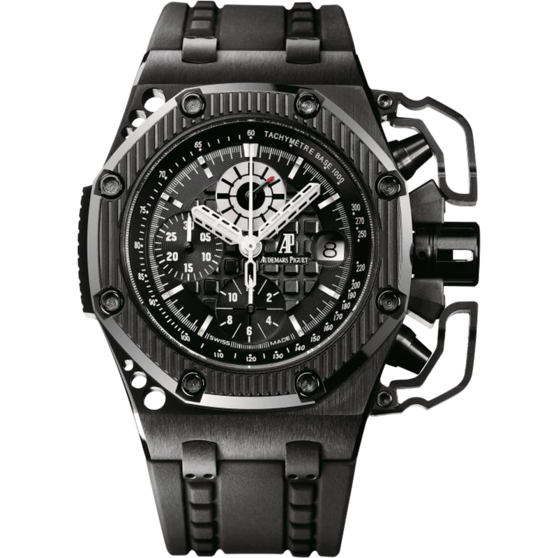 Royal Oak Offshore Survivor Chronograph 42MM Vulcanized Black Rubber Strap Black Dial With Méga Tapisserie Pattern Blackened Titanium Case Black Ceramic Bezel - Audemars Piguet