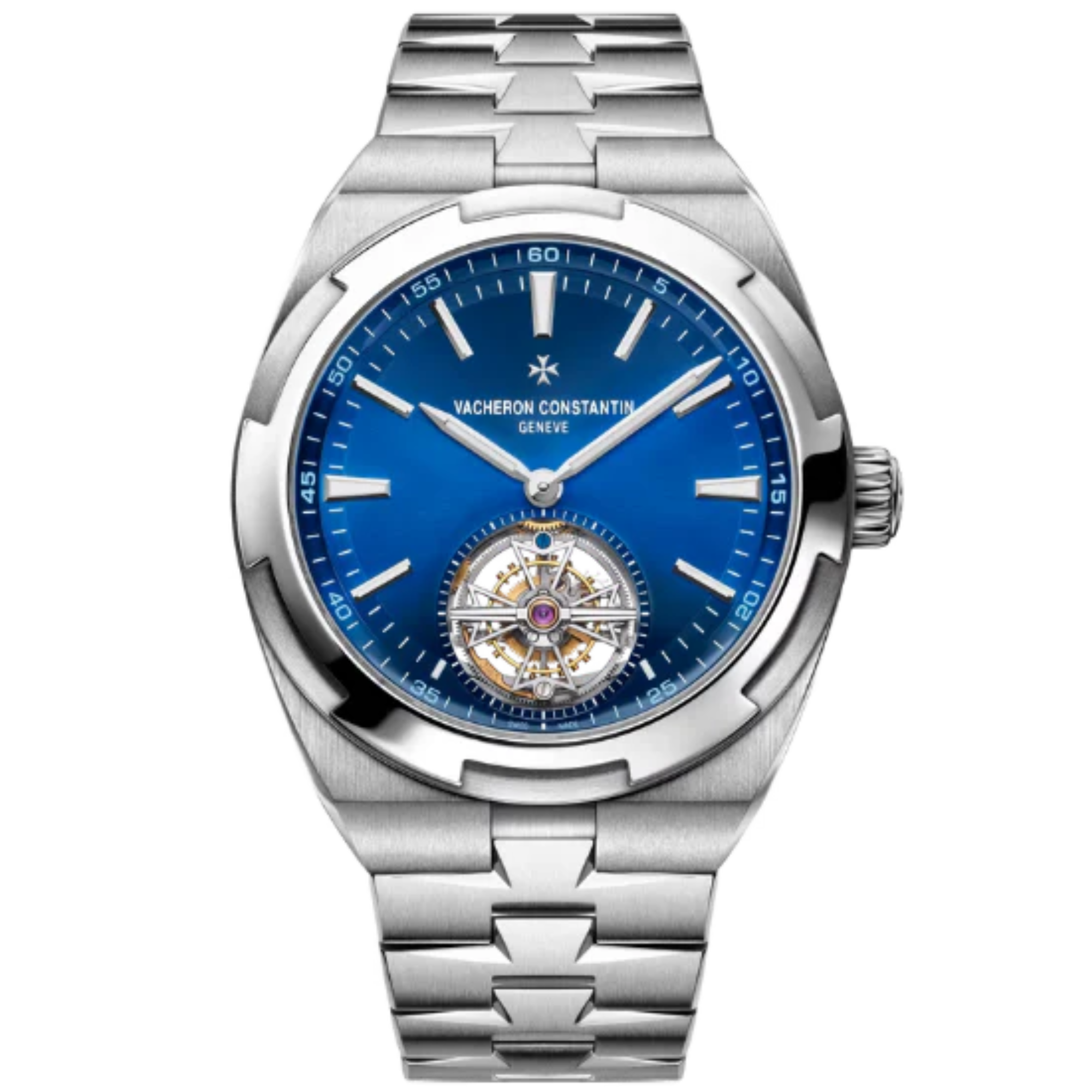 OVERSEAS TOURBILLON 42 MM STAINLESS STEEL WITH BLUE BRASS DIAL - Vacheron Constantin
