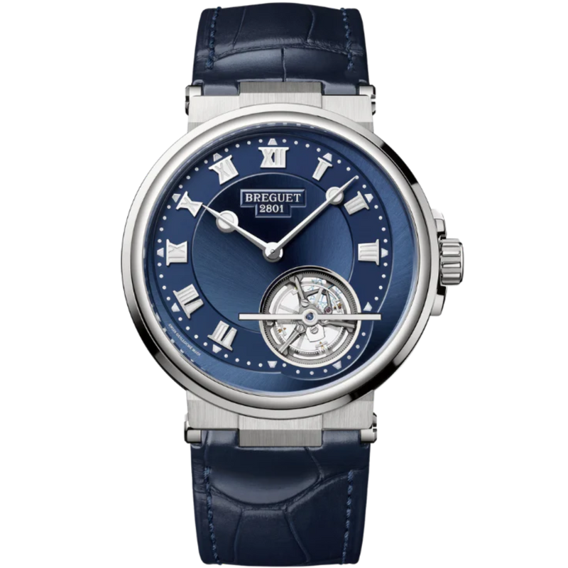MARINE TOURBILLON 5577 42 MM PLATINUM WITH SUNBURST BLUE DIAL - Breguet