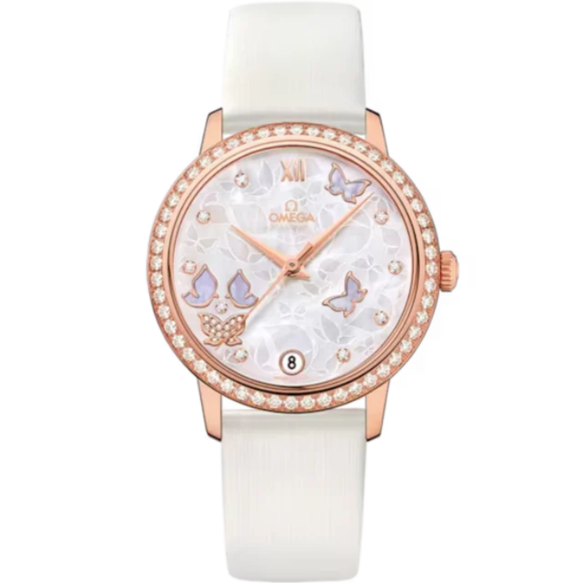 DE VILLE PRESTIGE BUTTERFLY 33 MM RED GOLD WITH MOTHER OF PEARL DIAL - Omega