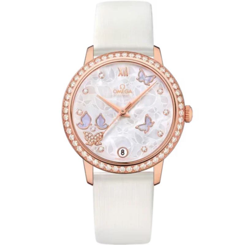 DE VILLE PRESTIGE BUTTERFLY 33 MM RED GOLD WITH MOTHER OF PEARL DIAL - Omega