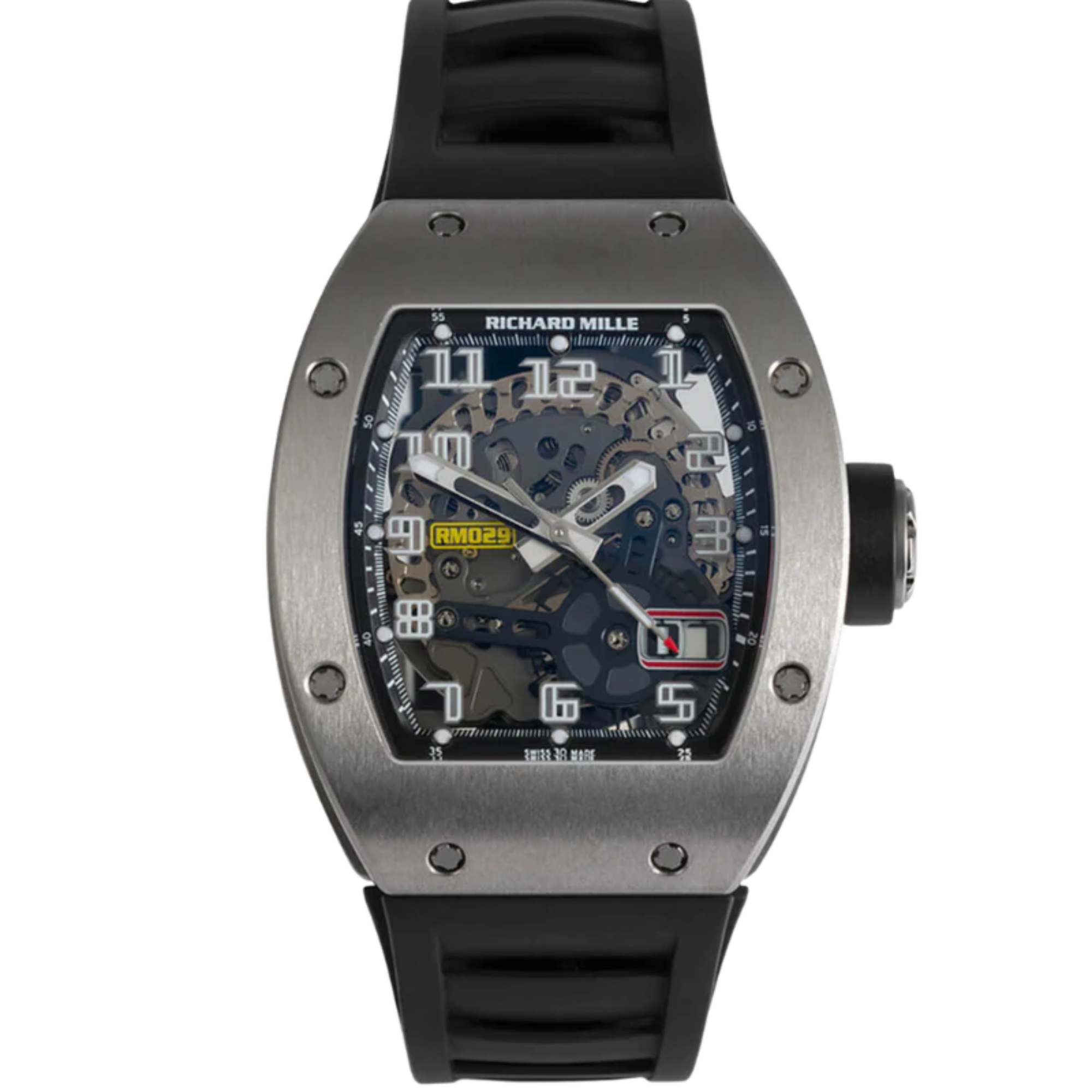 RM 029 Titanium Automatic With Oversize Date Black Rubber Strap Grey Titanium Case - Richard Mille
