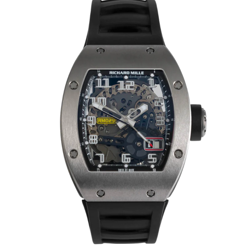 RM 029 Titanium Automatic With Oversize Date Black Rubber Strap Grey Titanium Case - Richard Mille