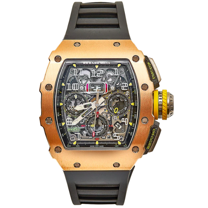 RM 011 Automatic Flyback Chronograph Felipe Massa Rose Gold Black Rubber Strap Rose Gold Case - Richard Mille