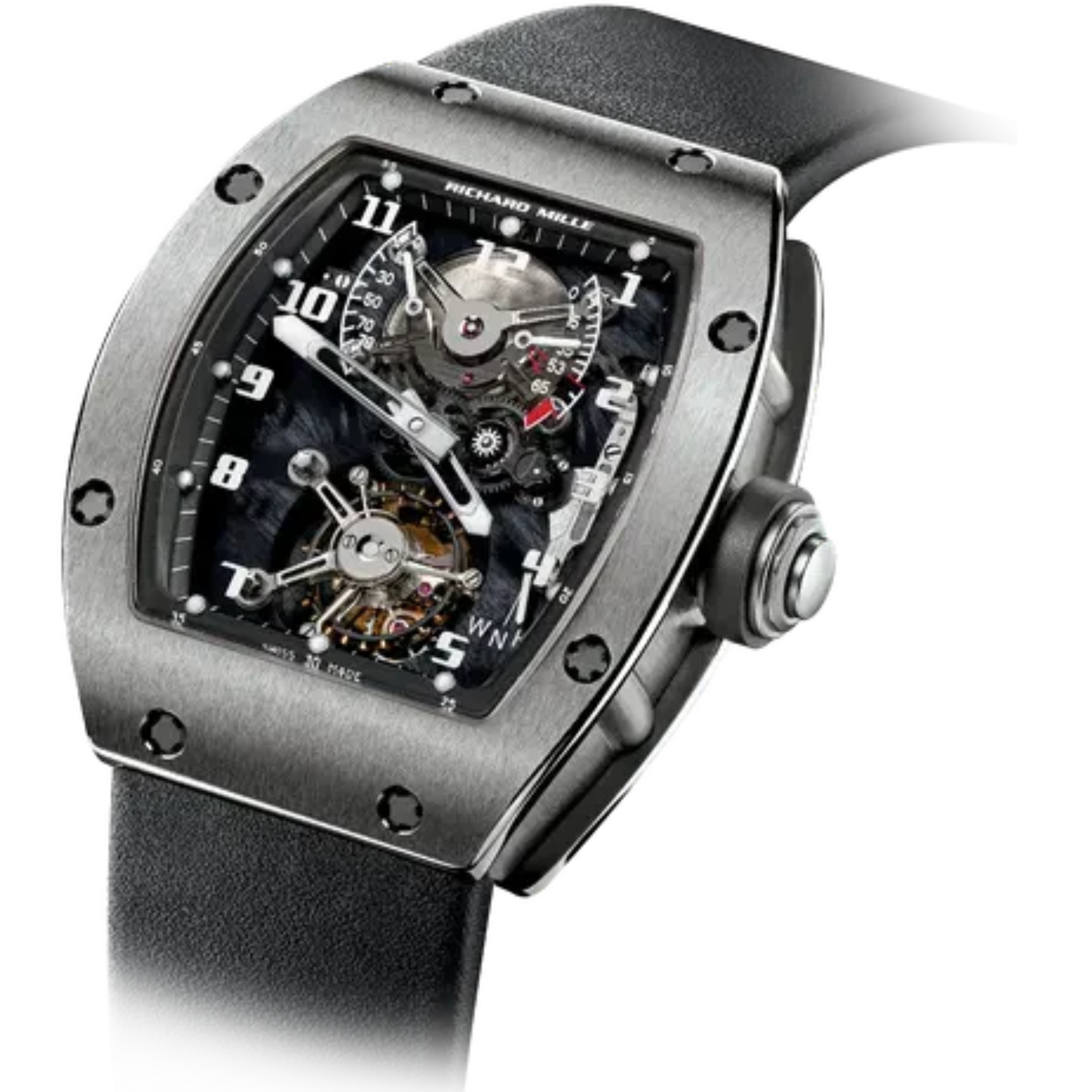 RM 002 V2 Titanium Tourbillon Black Leather Strap Titanium Case - Richard Mille
