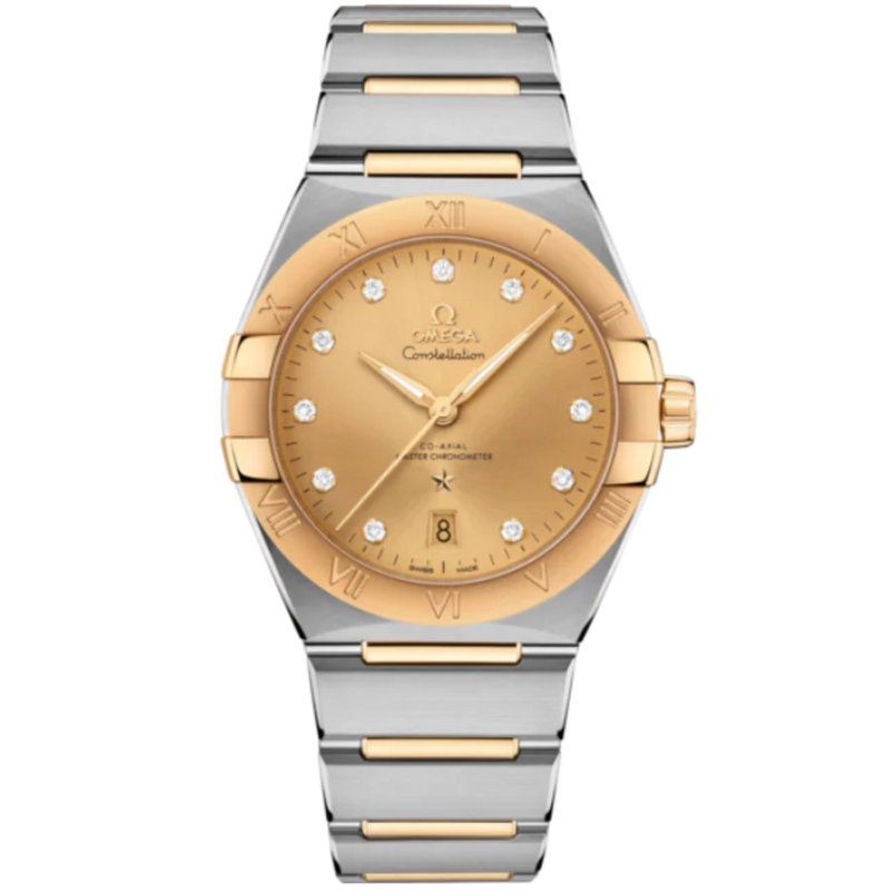 CONSTELLATION 39 MM STAINLESS STEEL - YELLOW GOLD WITH SILVER DIAL - Omega