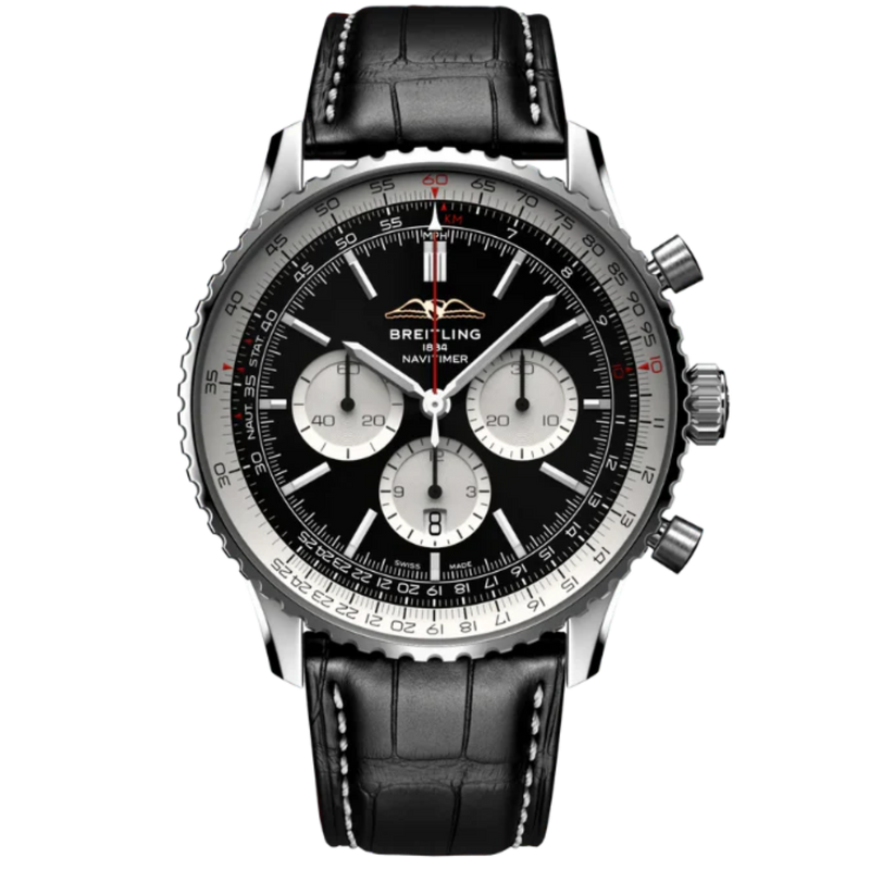 NAVITIMER B01 CHRONOGRAPH 46 MM STAINLESS STEEL WITH BLACK DIAL - Breitling
