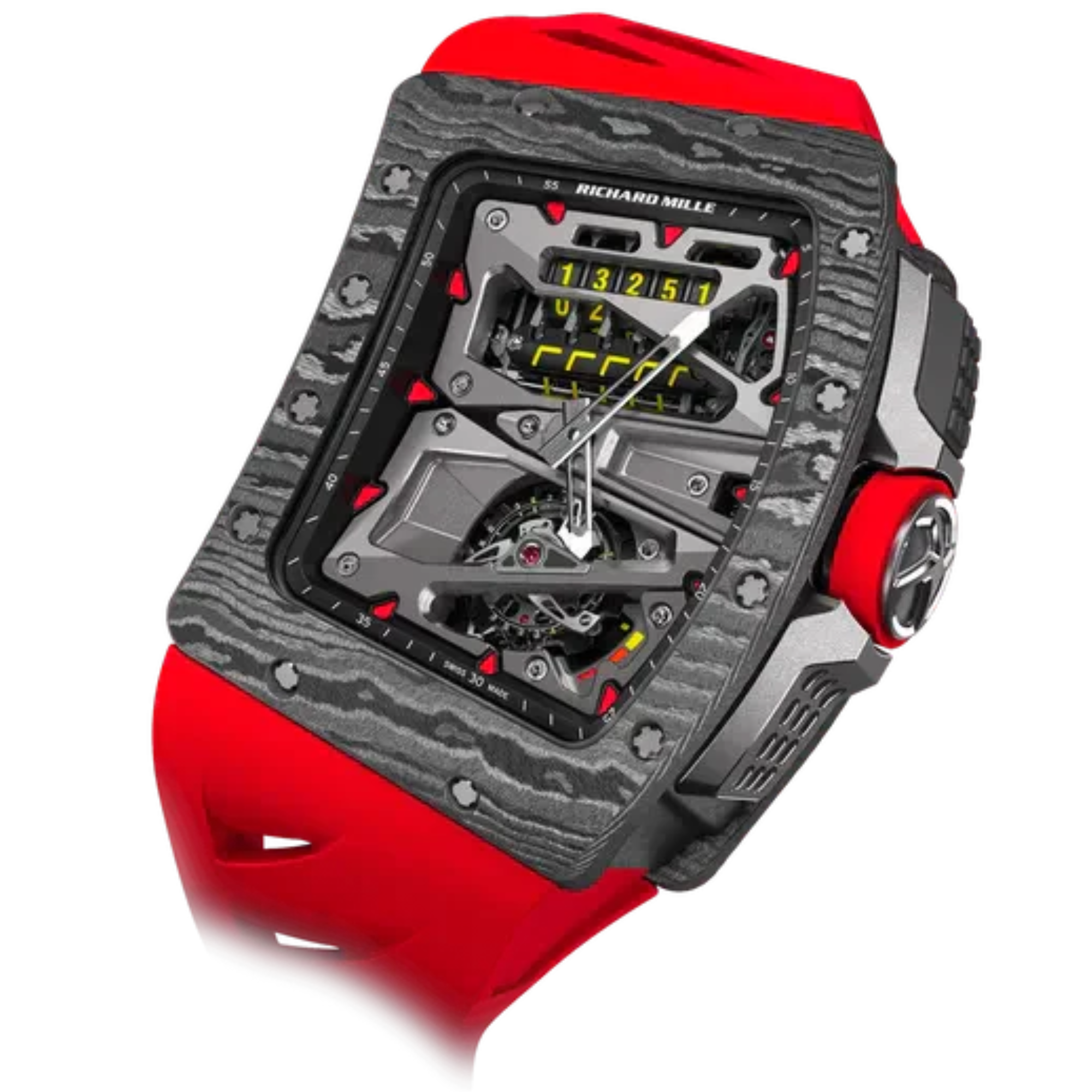 RM 70-01 Tourbillon Alain Prost Limited Edition Curved Skeletonized Manual Winding Rubber Carbon Case - Richard Mille