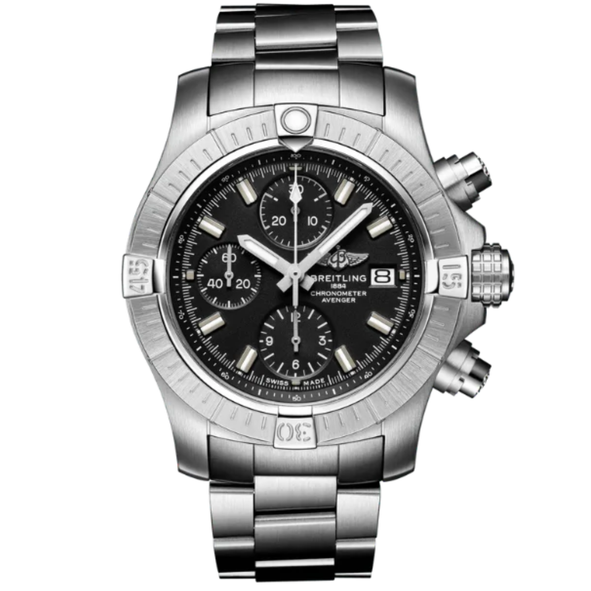 AVENGER CHRONOGRAPH 43 MM STAINLESS STEEL WITH BLACK DIAL - Breitling