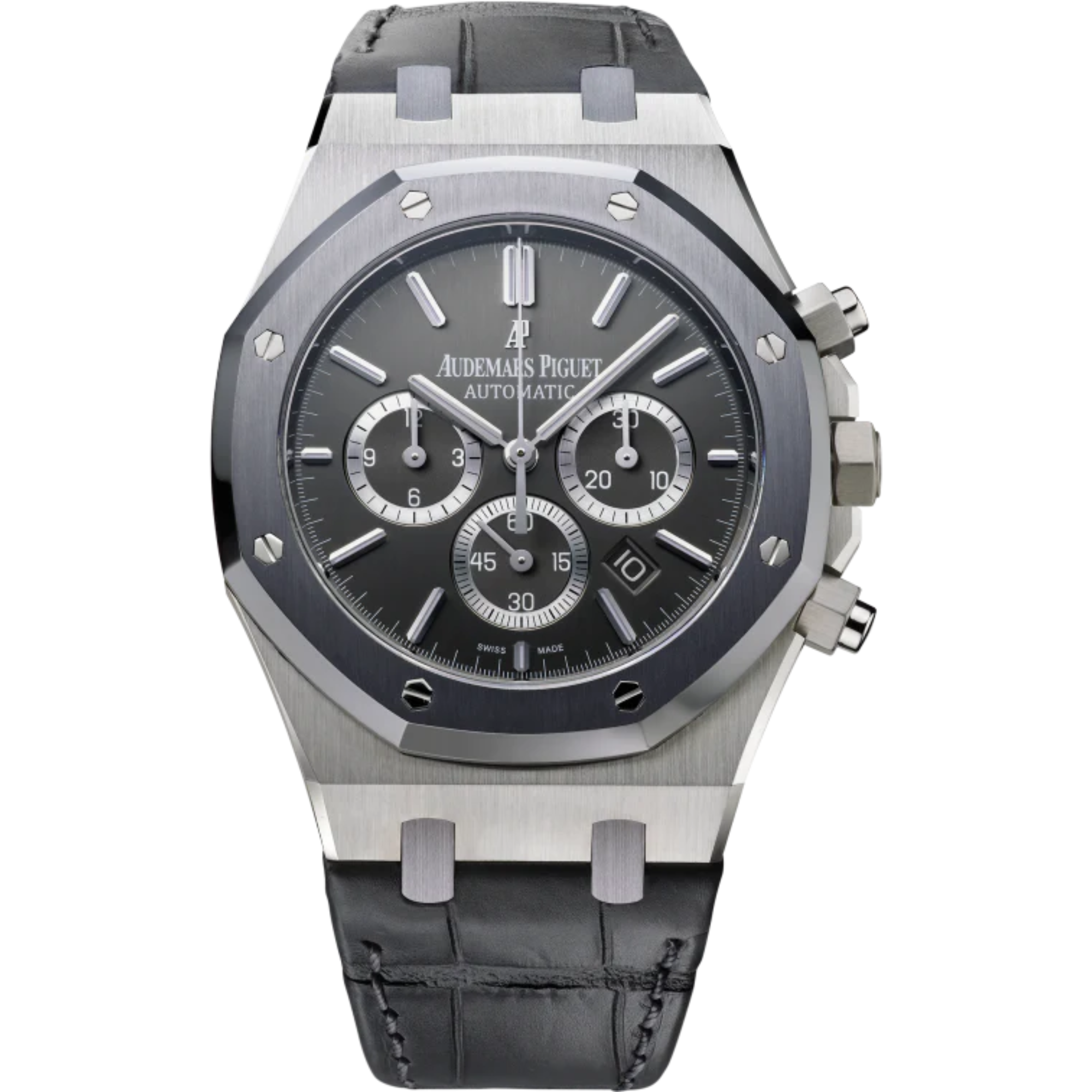 Royal Oak Leo Messi 41MM Anthracite Alligator Strap Satin-Brushed Anthracite Dial Stainless Steel Case Tantalum Bezel - Audemars Piguet