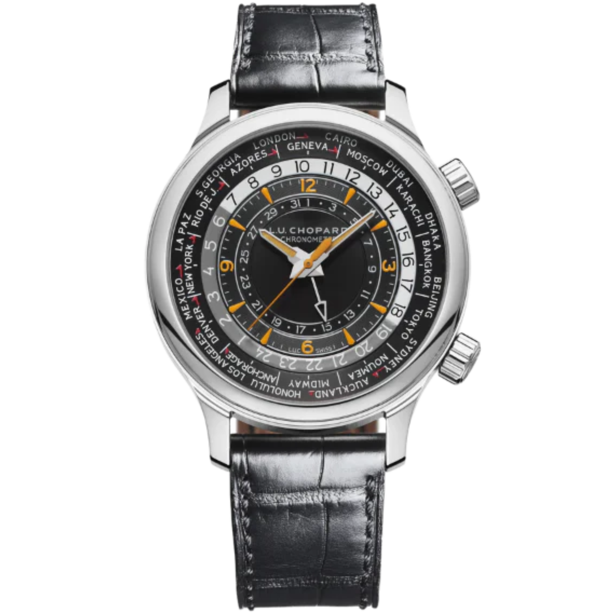 L.U.C GMT ONE 42 MM LUCENT STEEL™ WITH BLACK DIAL - Chopard