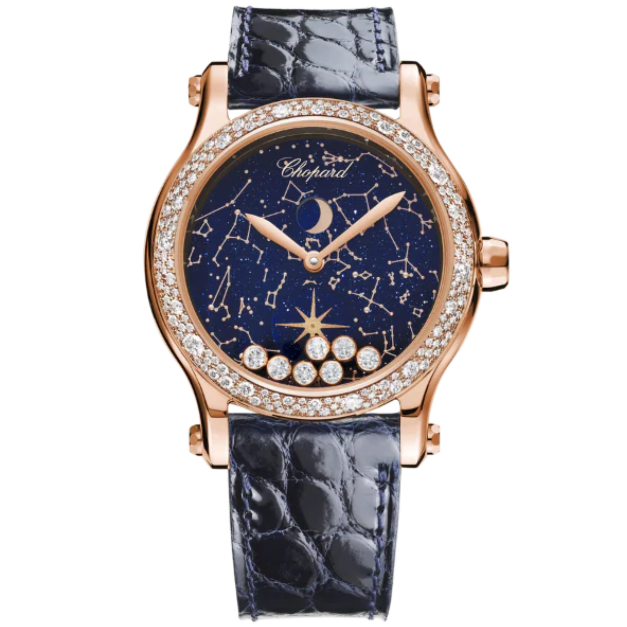 HAPPY MOON LIMITED EDITION 36 MM ETHICAL ROSE GOLD  WITH BLUE ADVENTURINE DIAL - Chopard